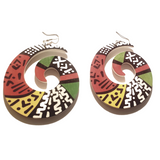 Multi-Colored Swirl Wooden Earrings